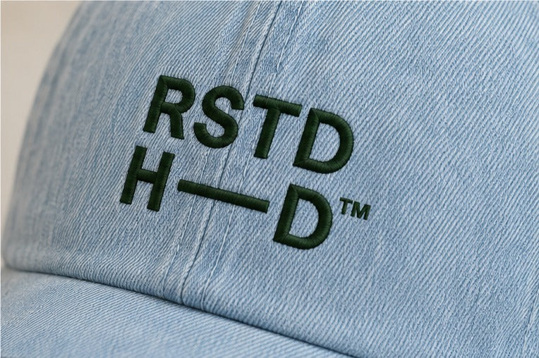 Roasted Head denim cap — embroidery detail